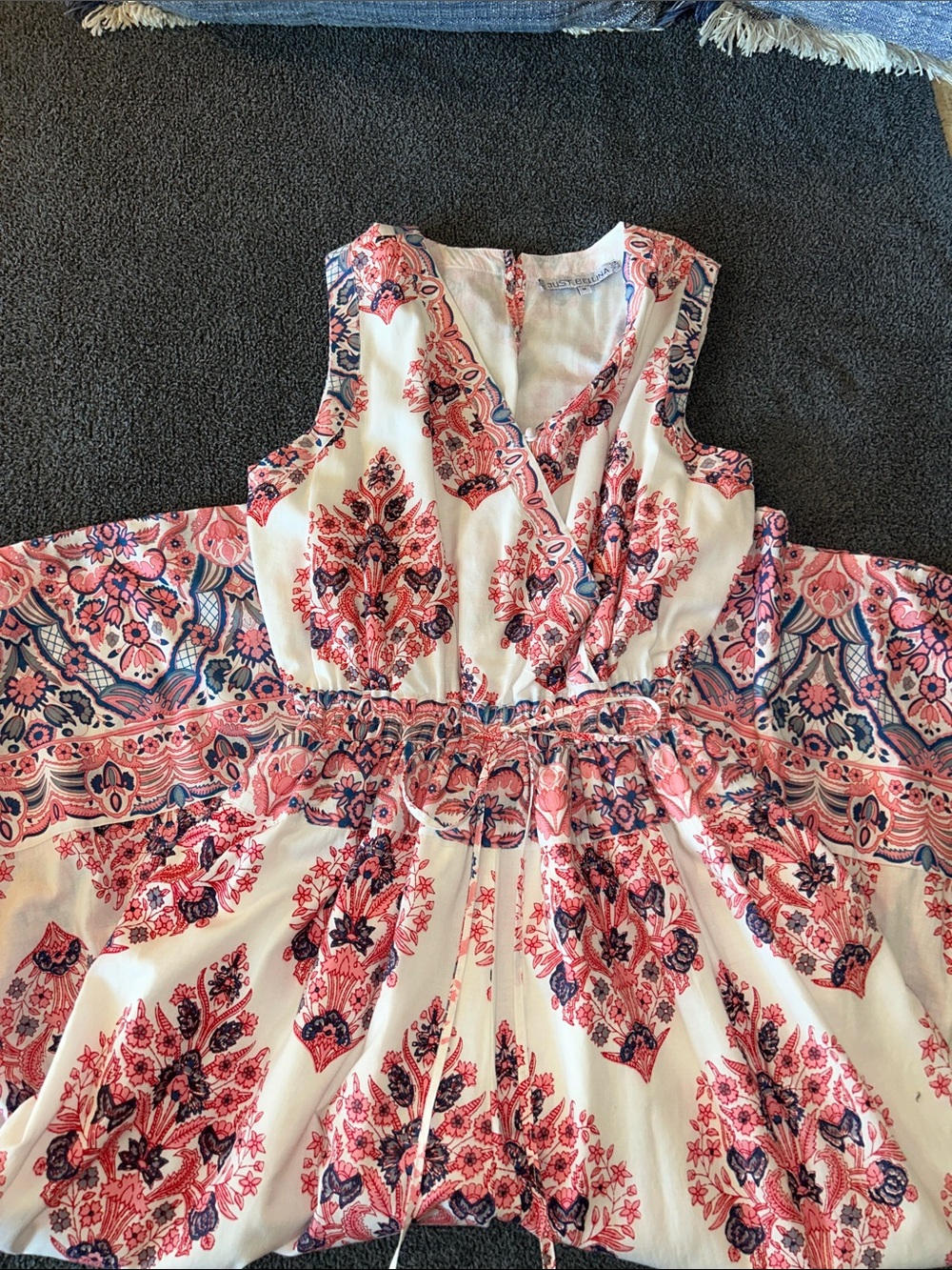 Floral Print V-Neck Jumpsuit in white, blue and Pink
